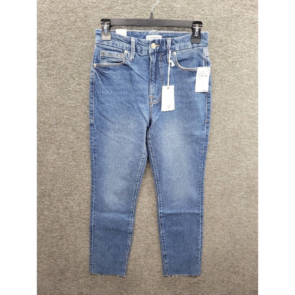 Good American Good Classic Raw Hem Stretch Jean Women's 0/25 NWT (MSRP $100)